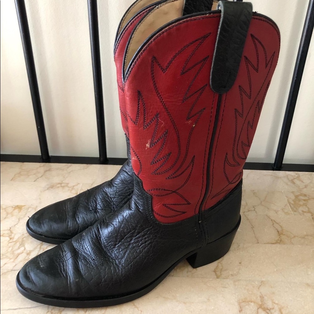 2 toned leather boots